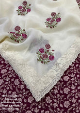 Lucknowi style embroidery saree.